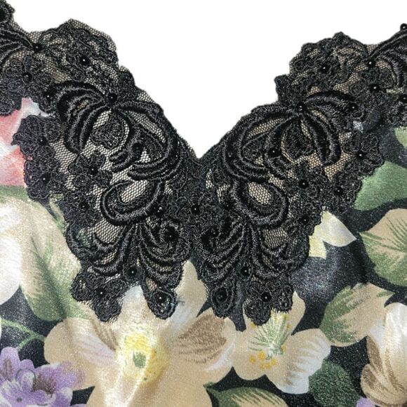 Vintage Victoria’s Secret Gold Label Floral Silk Satin Top Camisole Tank Lace L - Picture 7 of 13